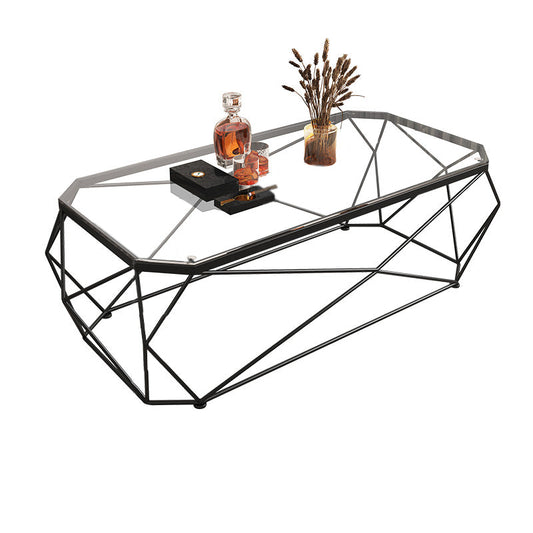 Tavolino moderno in telaio rettangolare in vetro tavolo da cocktail da caffè per soggiorno