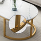 Glam Style Oval Marble Coffee Table with Iron Base Coffee Cocktail Table Clearhalo 'Coffee & Accent Tables' 'Coffee Tables' 'coffee_tables' 'furn' 'furn_coffee_tables' 'Furniture' 'Living Room Furniture' 5889581