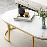 Glam Style Oval Marble Coffee Table with Iron Base Coffee Cocktail Table Clearhalo 'Coffee & Accent Tables' 'Coffee Tables' 'coffee_tables' 'furn' 'furn_coffee_tables' 'Furniture' 'Living Room Furniture' 5889583