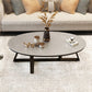 Cross Legs Coffee Table with Stone Oval Top and Iron Base Cocktail Table Black Gray Clearhalo 'Coffee & Accent Tables' 'Coffee Tables' 'coffee_tables' 'furn' 'furn_coffee_tables' 'Furniture' 'Living Room Furniture' 5889597