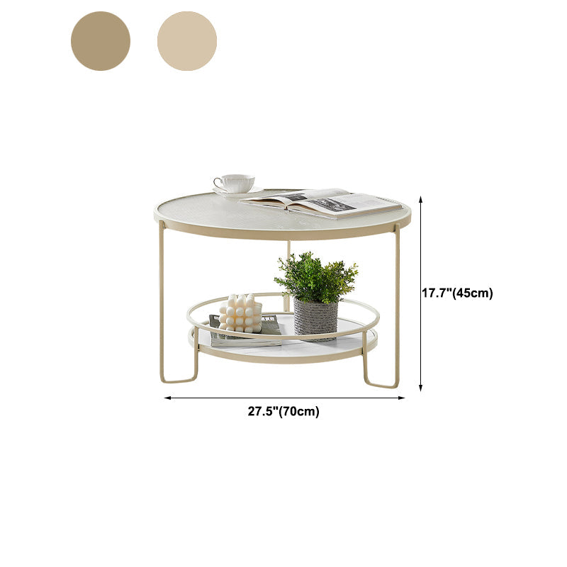 Zeitgenössischer runder Couchtisch mit Glasobertisch und Steinregal