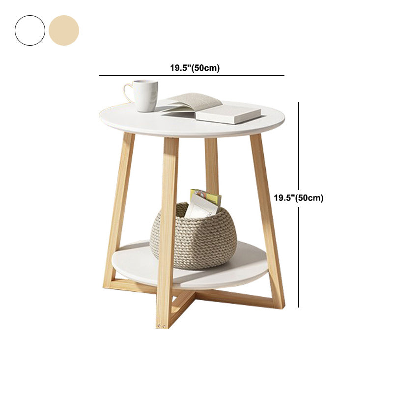 Cross Legs Coffee Table Minimalist Solid Wood Round Coffee Table