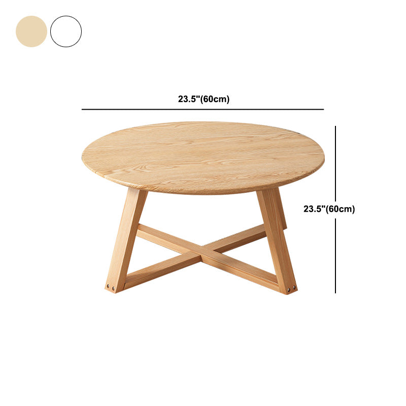 Cross Legs Coffee Table Minimalist Solid Wood Round Coffee Table