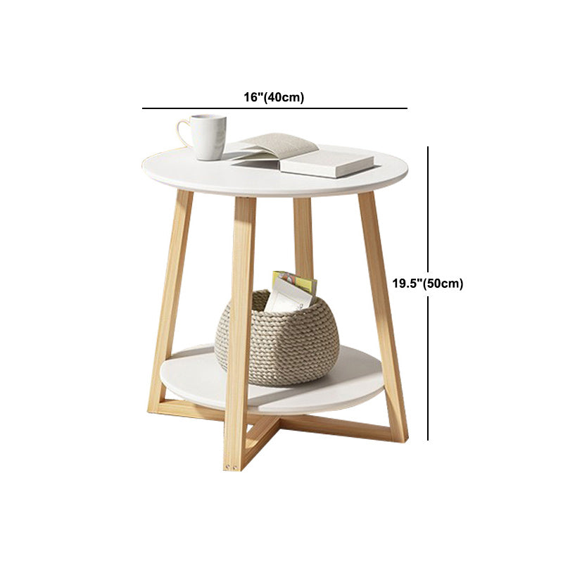 Cross Legs Coffee Table Minimalist Solid Wood Round Coffee Table