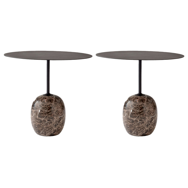 Pedestal Round Side Table Mid-Century Metal Sofa Corner Table 20"L x 20"W x 18"H Black 2 Clearhalo 'Coffee & Accent Tables' 'End & Side Tables' 'end_side_tables' 'furn' 'furn_end_side_tables' 'Furniture' 'Living Room Furniture' 5889931