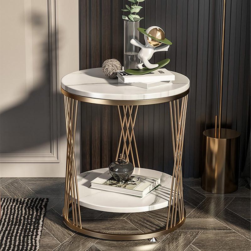 Modern Round Side Table Minimalist Slate Sofa Corner Table with Storage Clearhalo 'Coffee & Accent Tables' 'End & Side Tables' 'end_side_tables' 'furn' 'furn_end_side_tables' 'Furniture' 'Living Room Furniture' 5889942