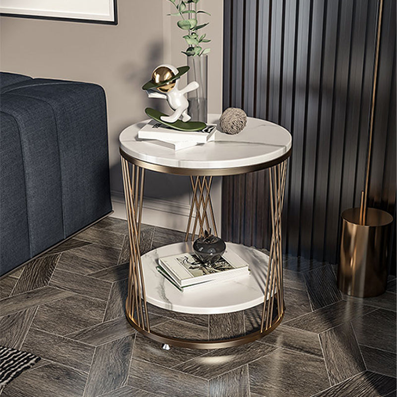 Modern Round Side Table Minimalist Slate Sofa Corner Table with Storage Clearhalo 'Coffee & Accent Tables' 'End & Side Tables' 'end_side_tables' 'furn' 'furn_end_side_tables' 'Furniture' 'Living Room Furniture' 5889947