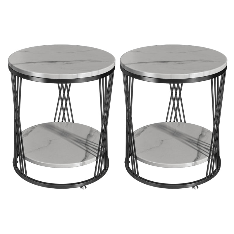 Modern Round Side Table Minimalist Slate Sofa Corner Table with Storage Black 2 Clearhalo 'Coffee & Accent Tables' 'End & Side Tables' 'end_side_tables' 'furn' 'furn_end_side_tables' 'Furniture' 'Living Room Furniture' 5889948