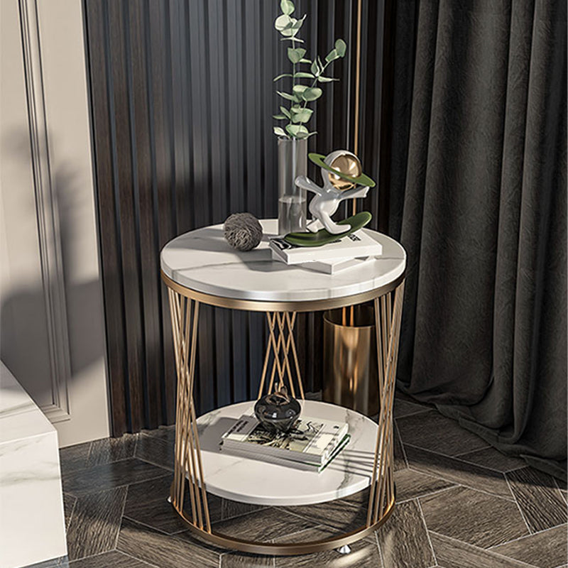 Modern Round Side Table Minimalist Slate Sofa Corner Table with Storage Clearhalo 'Coffee & Accent Tables' 'End & Side Tables' 'end_side_tables' 'furn' 'furn_end_side_tables' 'Furniture' 'Living Room Furniture' 5889949