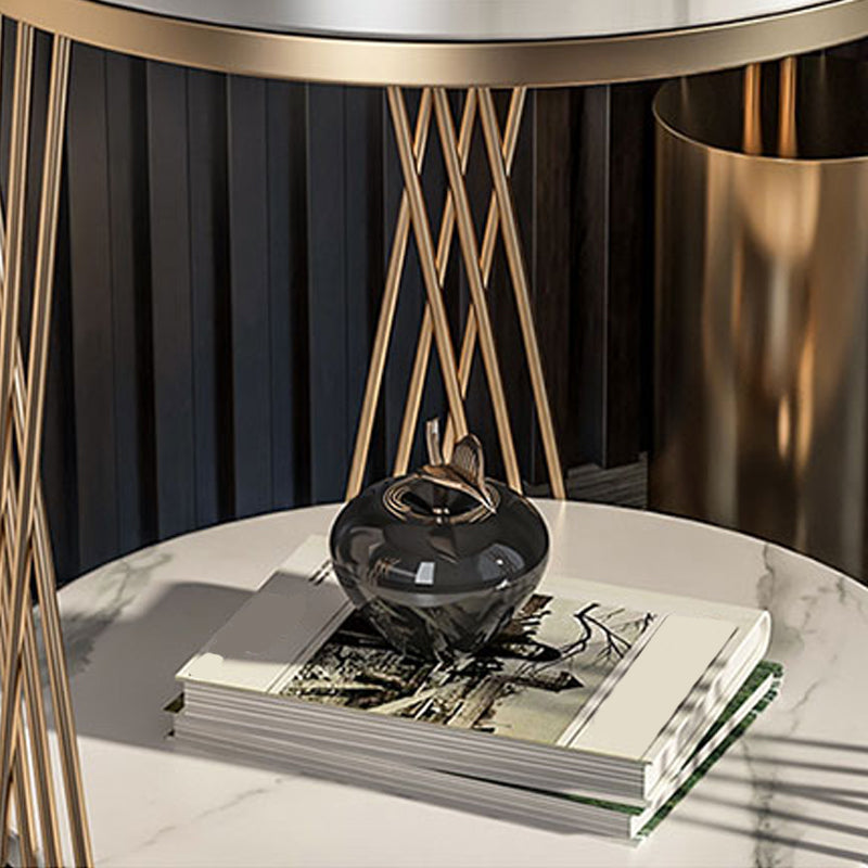 Modern Round Side Table Minimalist Slate Sofa Corner Table with Storage Clearhalo 'Coffee & Accent Tables' 'End & Side Tables' 'end_side_tables' 'furn' 'furn_end_side_tables' 'Furniture' 'Living Room Furniture' 5889951