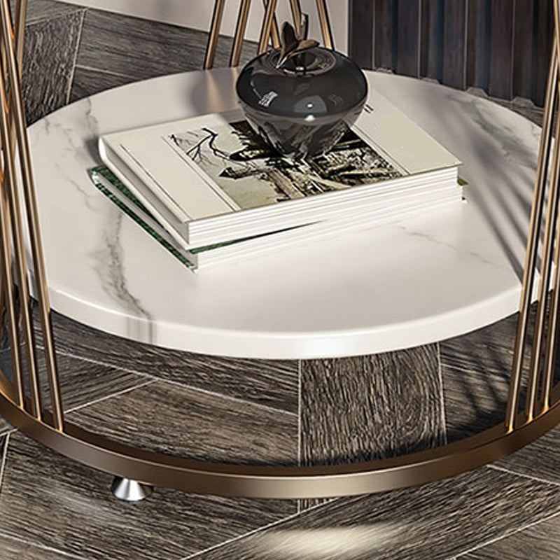 Modern Round Side Table Minimalist Slate Sofa Corner Table with Storage Clearhalo 'Coffee & Accent Tables' 'End & Side Tables' 'end_side_tables' 'furn' 'furn_end_side_tables' 'Furniture' 'Living Room Furniture' 5889952