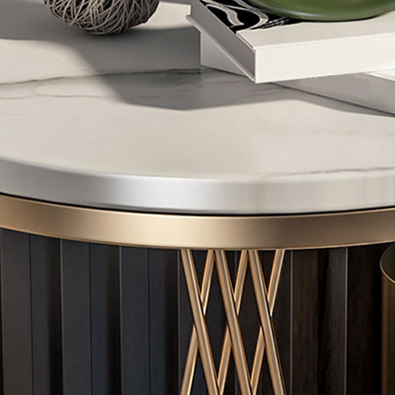 Modern Round Side Table Minimalist Slate Sofa Corner Table with Storage Clearhalo 'Coffee & Accent Tables' 'End & Side Tables' 'end_side_tables' 'furn' 'furn_end_side_tables' 'Furniture' 'Living Room Furniture' 5889953