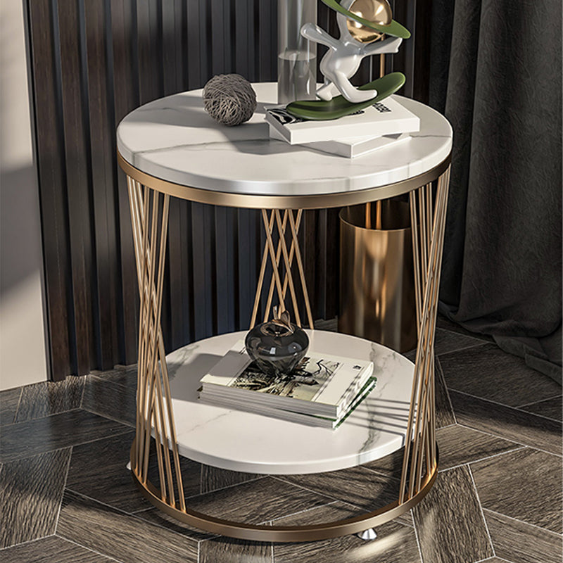 Modern Round Side Table Minimalist Slate Sofa Corner Table with Storage Clearhalo 'Coffee & Accent Tables' 'End & Side Tables' 'end_side_tables' 'furn' 'furn_end_side_tables' 'Furniture' 'Living Room Furniture' 5889955