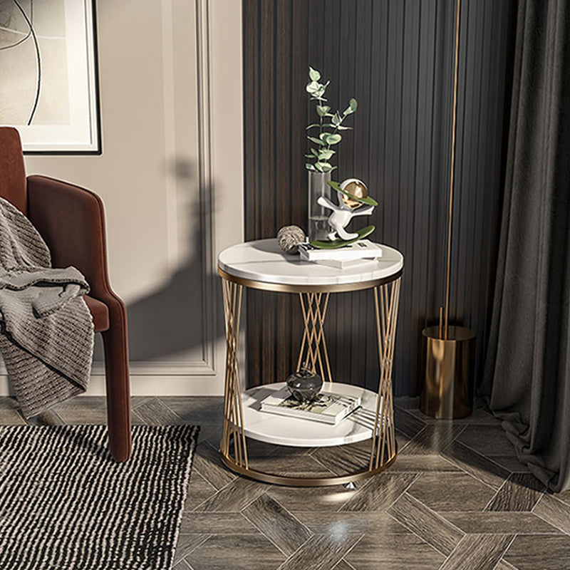 Modern Round Side Table Minimalist Slate Sofa Corner Table with Storage Clearhalo 'Coffee & Accent Tables' 'End & Side Tables' 'end_side_tables' 'furn' 'furn_end_side_tables' 'Furniture' 'Living Room Furniture' 5889957
