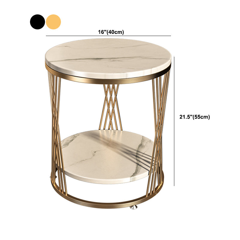 Modern Round Side Table Minimalist Slate Sofa Corner Table with Storage Clearhalo 'Coffee & Accent Tables' 'End & Side Tables' 'end_side_tables' 'furn' 'furn_end_side_tables' 'Furniture' 'Living Room Furniture' 5889959