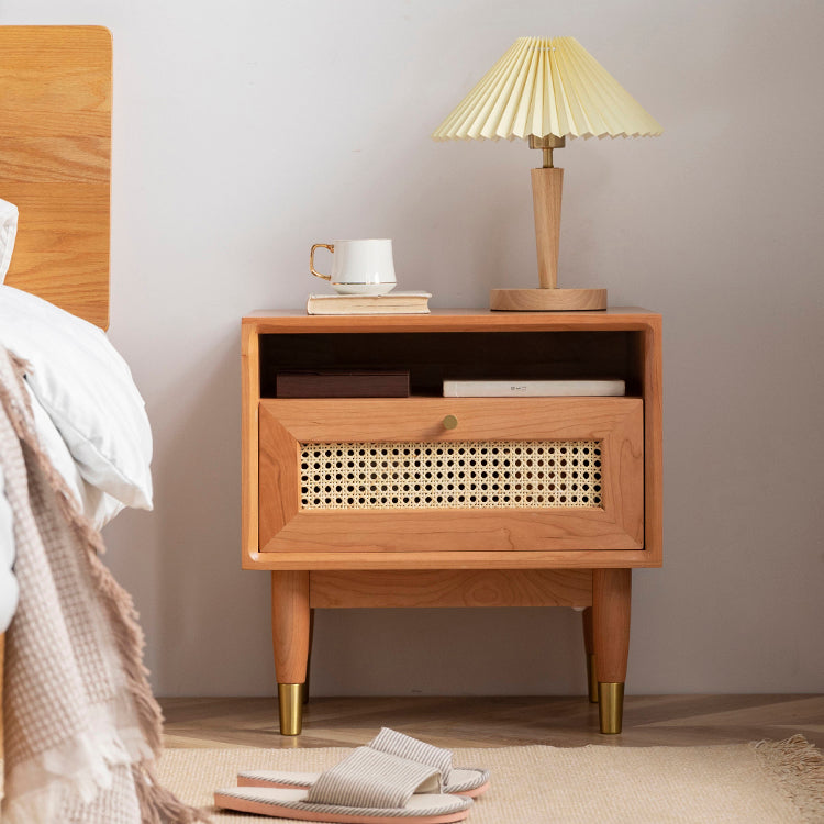 Moderno tavolo da notte in legno massiccio 1 comodino da letto di stoccaggio