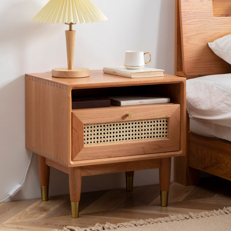 Moderno tavolo da notte in legno massiccio 1 comodino da letto di stoccaggio