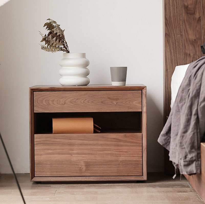 Moderne massive Holz Nacht Tabelle 2 Schubladen Aufbewahrungsbett Nachttisch