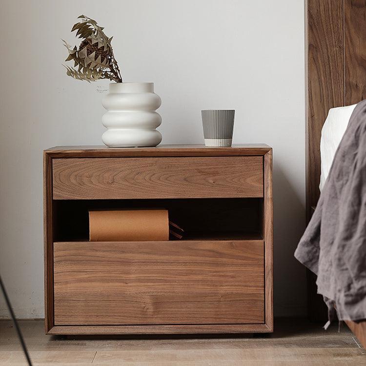 Moderne massive Holz Nacht Tabelle 2 Schubladen Aufbewahrungsbett Nachttisch