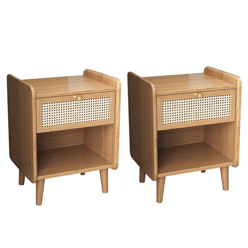 Cassetto del tavolo da notte in legno massiccio moderno da 19 pollici H comodino da letto con gambe