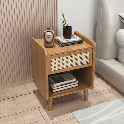 Cassetto del tavolo da notte in legno massiccio moderno da 19 pollici H comodino da letto con gambe