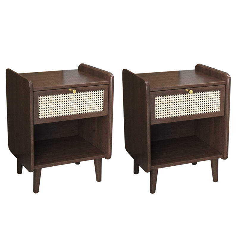 Cassetto del tavolo da notte in legno massiccio moderno da 19 pollici H comodino da letto con gambe