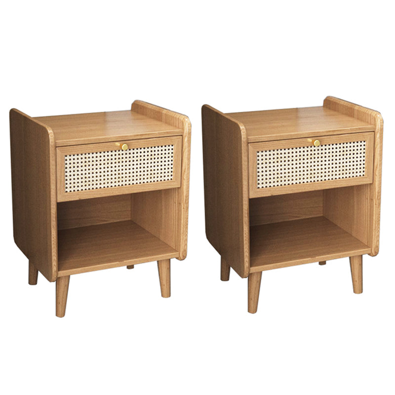 Cassetto del tavolo da notte in legno massiccio moderno da 19 pollici H comodino da letto con gambe