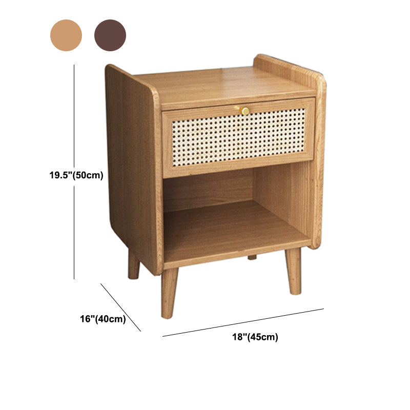 Cassetto del tavolo da notte in legno massiccio moderno da 19 pollici H comodino da letto con gambe