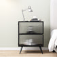 Modern Metal Bed Cabinet Stone Top 1-Shelf Nightstand in Black/White Black 1 Piece Left Clearhalo 'Bedroom Furniture' 'furn' 'furn_night_stand' 'Furniture' 'night_stand' 'Nightstands' 5890234