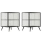 Modern Metal Bed Cabinet Stone Top 1-Shelf Nightstand in Black/White Black 2 Piece Set Left Clearhalo 'Bedroom Furniture' 'furn' 'furn_night_stand' 'Furniture' 'night_stand' 'Nightstands' 5890239