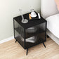 Modern Metal Bed Cabinet Stone Top 1-Shelf Nightstand in Black/White Clearhalo 'Bedroom Furniture' 'furn' 'furn_night_stand' 'Furniture' 'night_stand' 'Nightstands' 5890240
