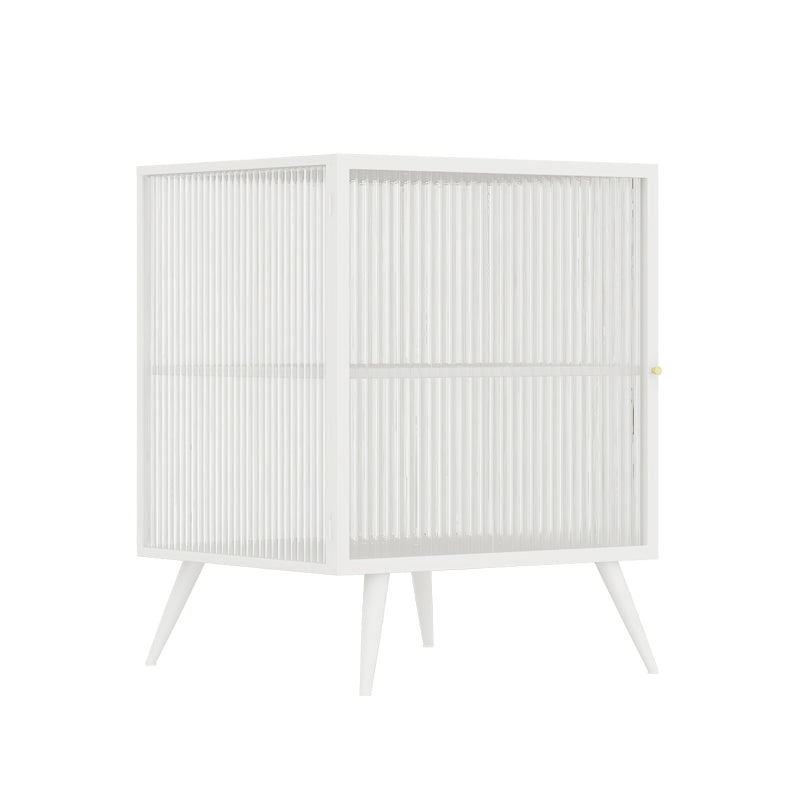 Modern Metal Bed Cabinet Stone Top 1-Shelf Nightstand in Black/White Clearhalo 'Bedroom Furniture' 'furn' 'furn_night_stand' 'Furniture' 'night_stand' 'Nightstands' 5890242