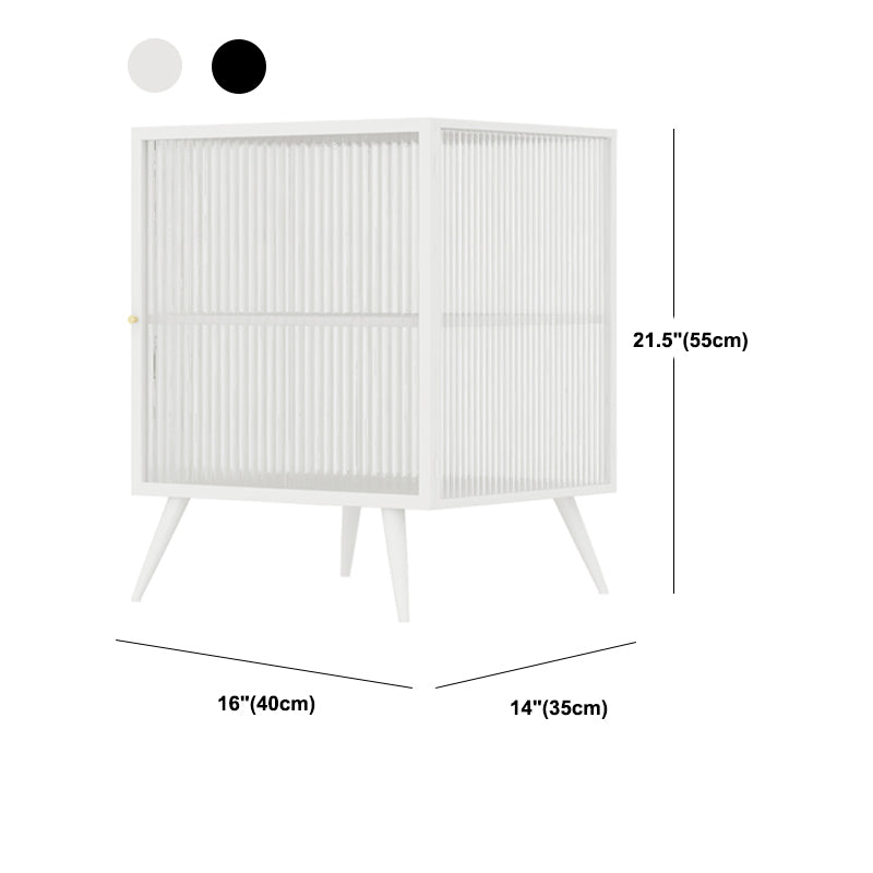 Modern Metal Bed Cabinet Stone Top 1-Shelf Nightstand in Black/White Clearhalo 'Bedroom Furniture' 'furn' 'furn_night_stand' 'Furniture' 'night_stand' 'Nightstands' 5890249