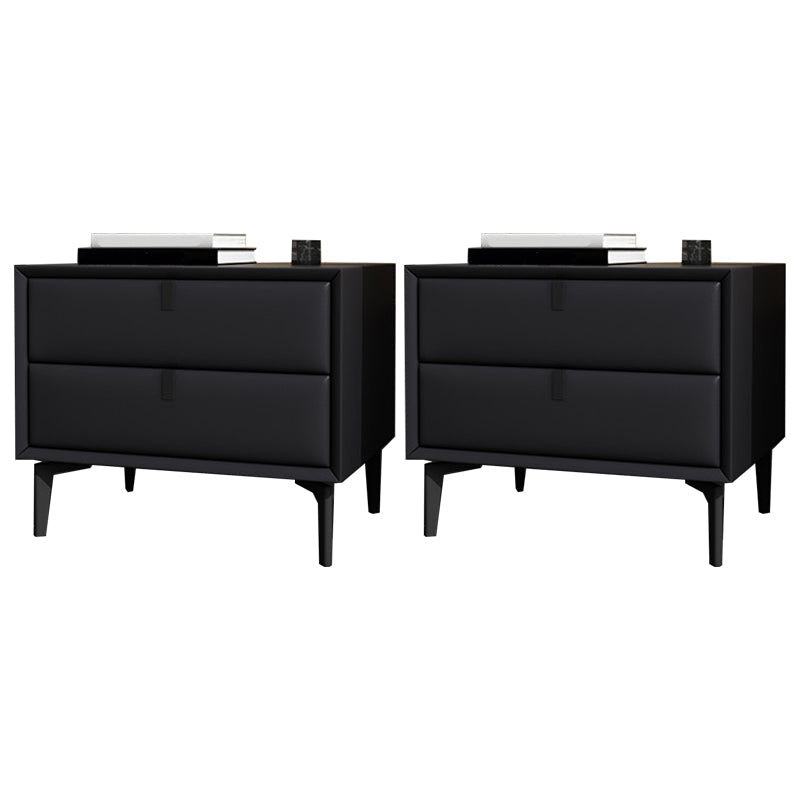 Glam Bedside Cabinet Solid Wood Night Table with Legs Included Black 2 Piece Set Clearhalo 'Bedroom Furniture' 'furn' 'furn_night_stand' 'Furniture' 'night_stand' 'Nightstands' 5890356