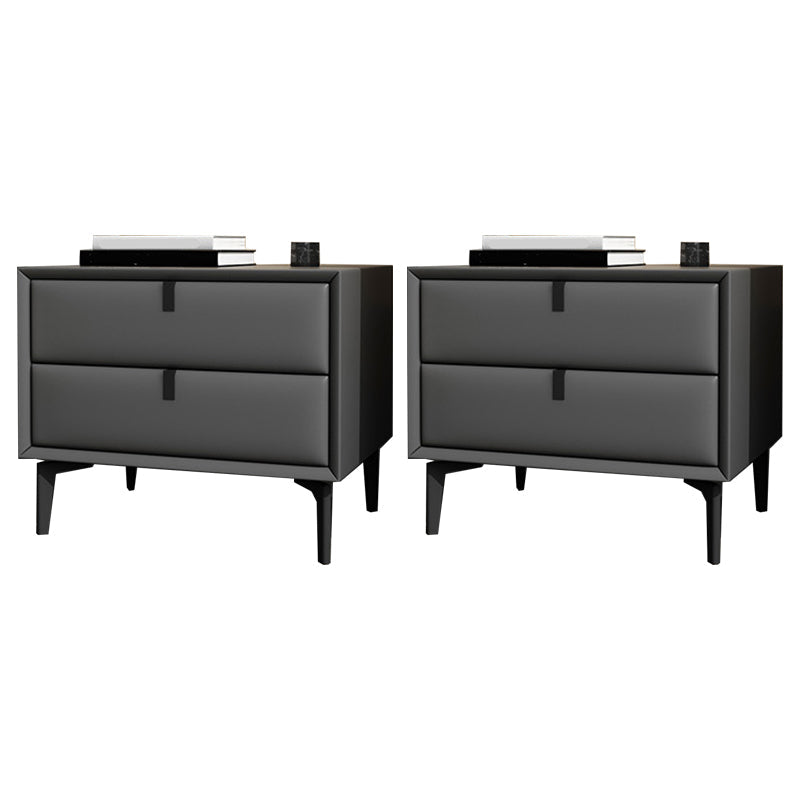 Glam Bedside Cabinet Solid Wood Night Table with Legs Included Dark Gray 2 Piece Set Clearhalo 'Bedroom Furniture' 'furn' 'furn_night_stand' 'Furniture' 'night_stand' 'Nightstands' 5890358