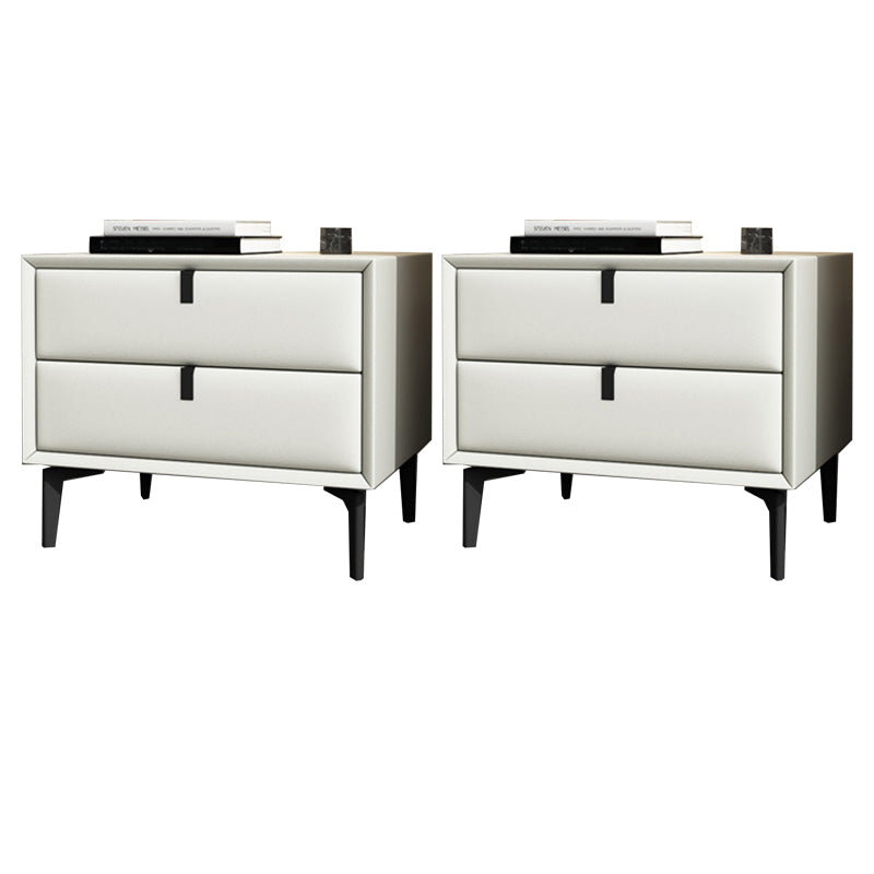 Glam Bedside Cabinet Solid Wood Night Table with Legs Included Off-White 2 Piece Set Clearhalo 'Bedroom Furniture' 'furn' 'furn_night_stand' 'Furniture' 'night_stand' 'Nightstands' 5890360