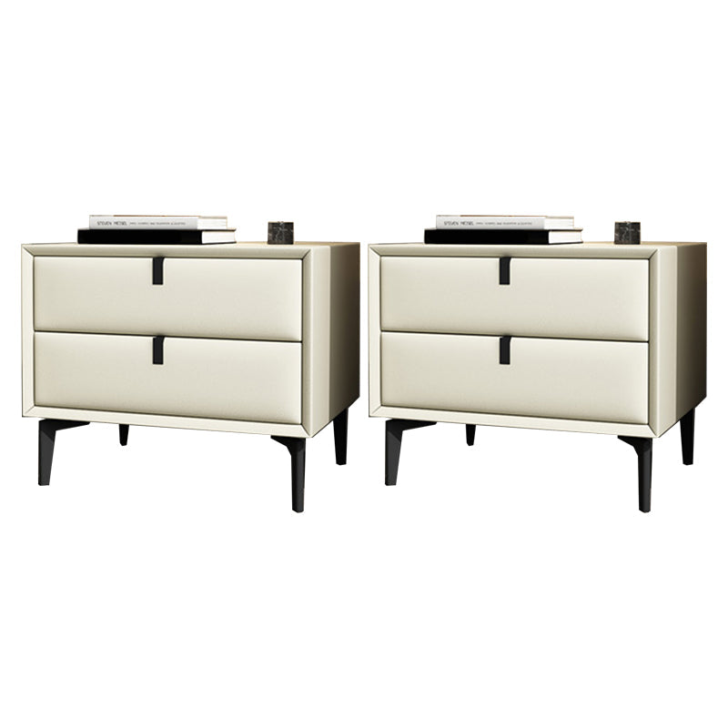 Glam Bedside Cabinet Solid Wood Night Table with Legs Included Beige 2 Piece Set Clearhalo 'Bedroom Furniture' 'furn' 'furn_night_stand' 'Furniture' 'night_stand' 'Nightstands' 5890364