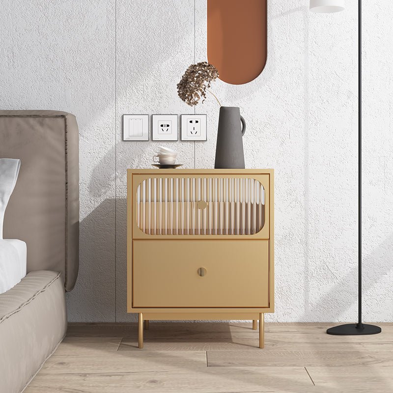 Nero/nero/dorato in vetro moderno 2 cassetti tavolo notturno