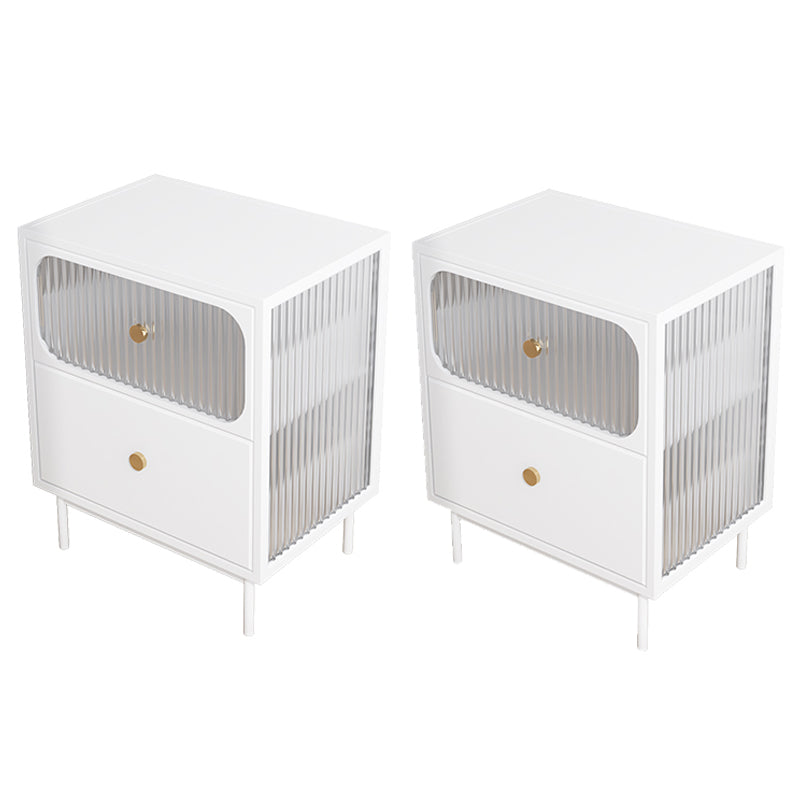 Nero/nero/dorato in vetro moderno 2 cassetti tavolo notturno