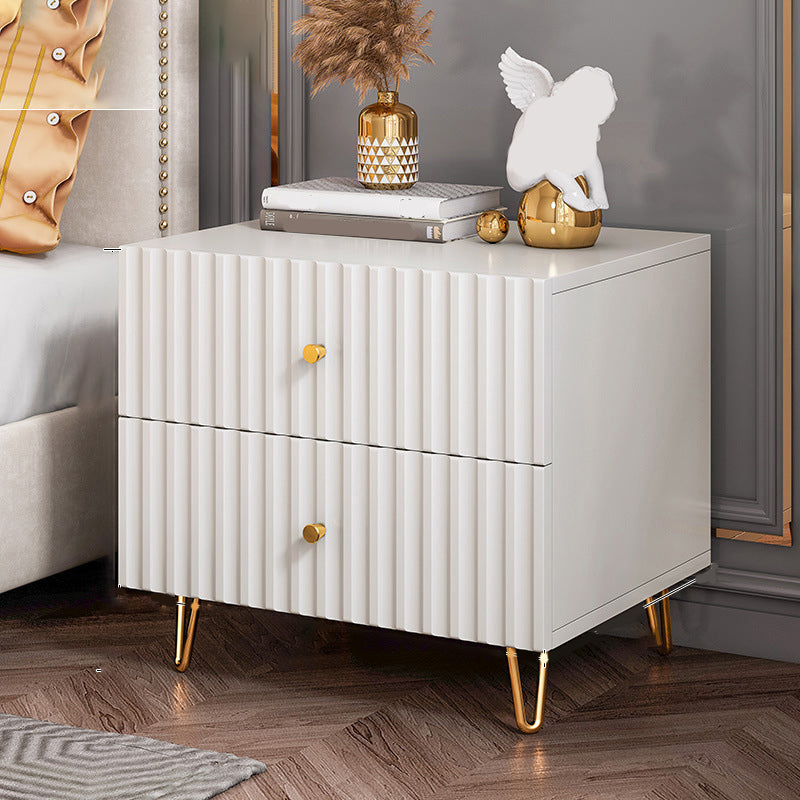 Schubladenspeicherbett Nachttisch Beige Beine enthalten Nachttisch Glam