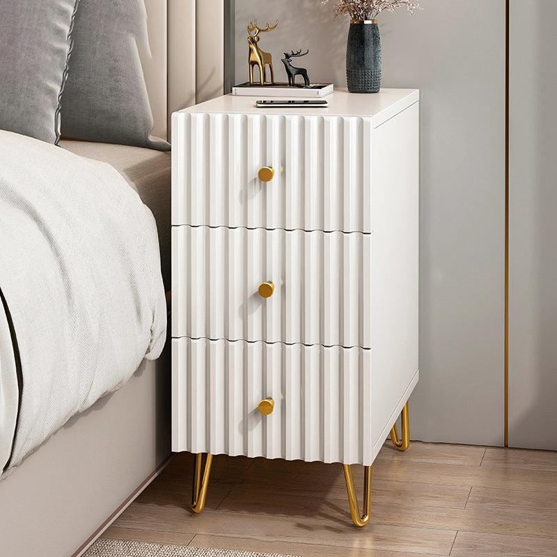 Schubladenspeicherbett Nachttisch Beige Beine enthalten Nachttisch Glam