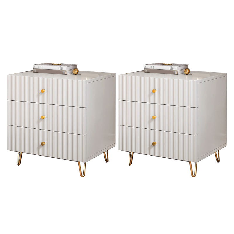 Schubladenspeicherbett Nachttisch Beige Beine enthalten Nachttisch Glam