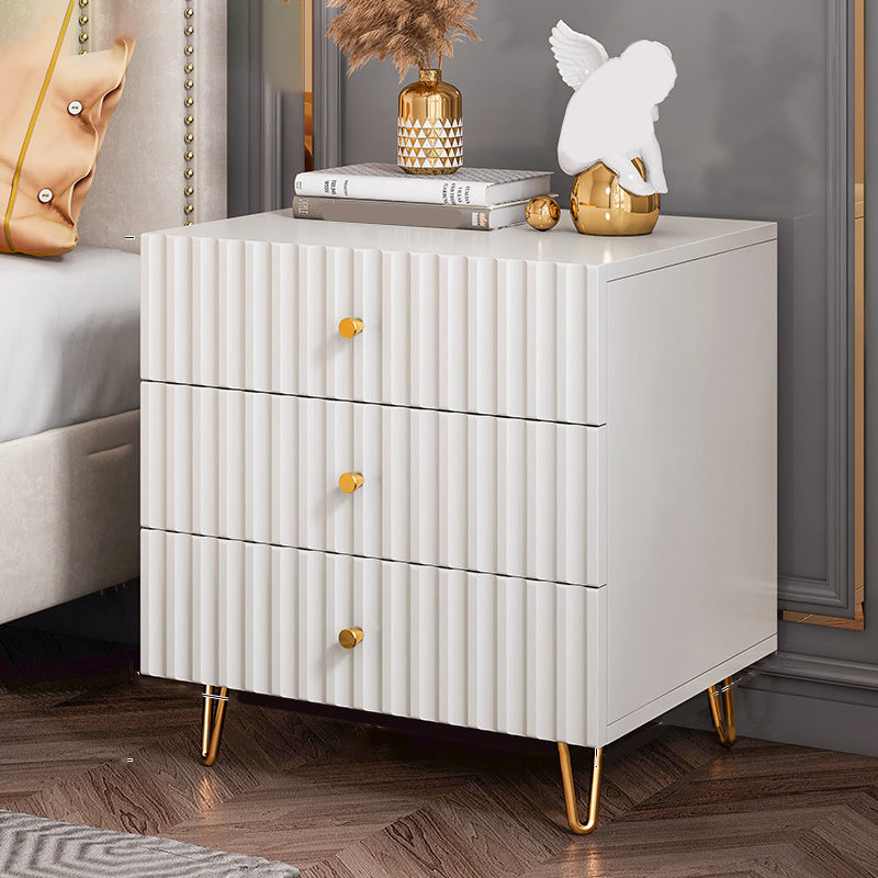 Schubladenspeicherbett Nachttisch Beige Beine enthalten Nachttisch Glam