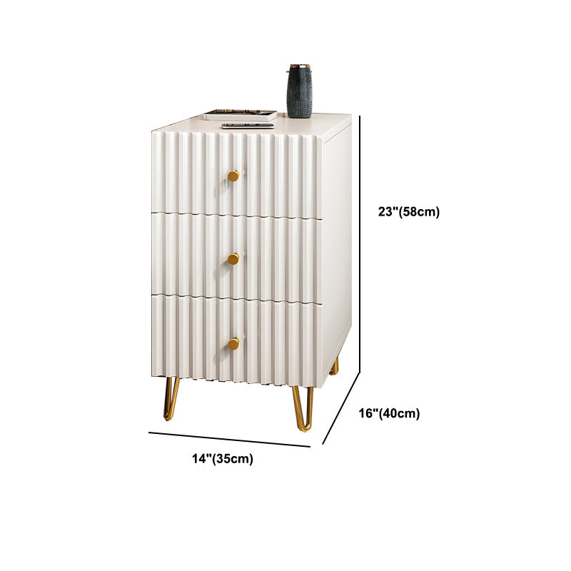 Schubladenspeicherbett Nachttisch Beige Beine enthalten Nachttisch Glam