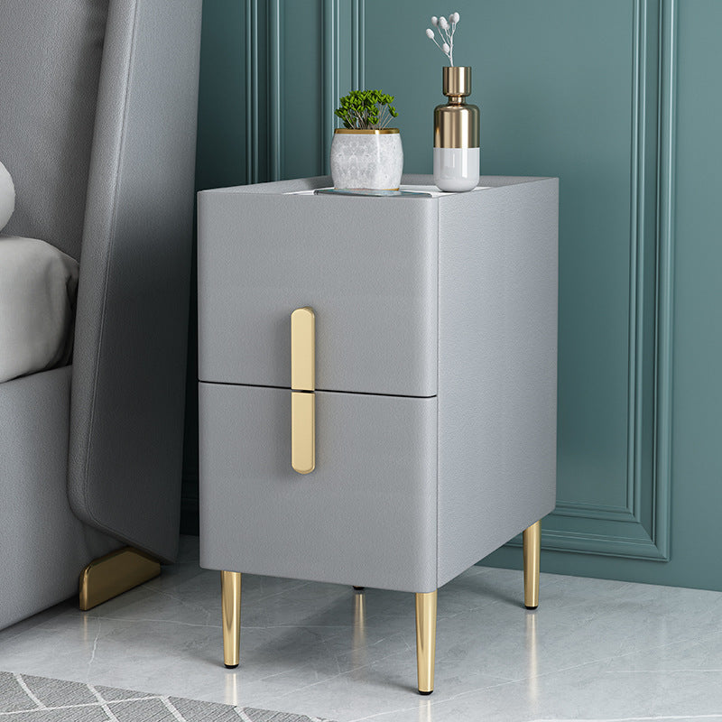 21.65" Tall Glam Bedside Cabinet Solid Wood Night Table with Drawers