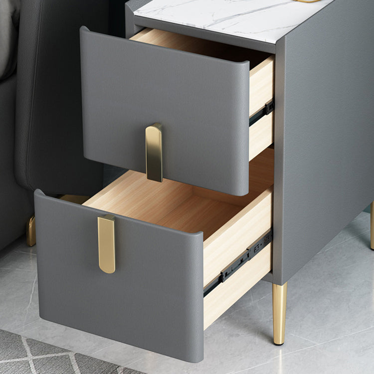 21.65" Tall Glam Bedside Cabinet Solid Wood Night Table with Drawers