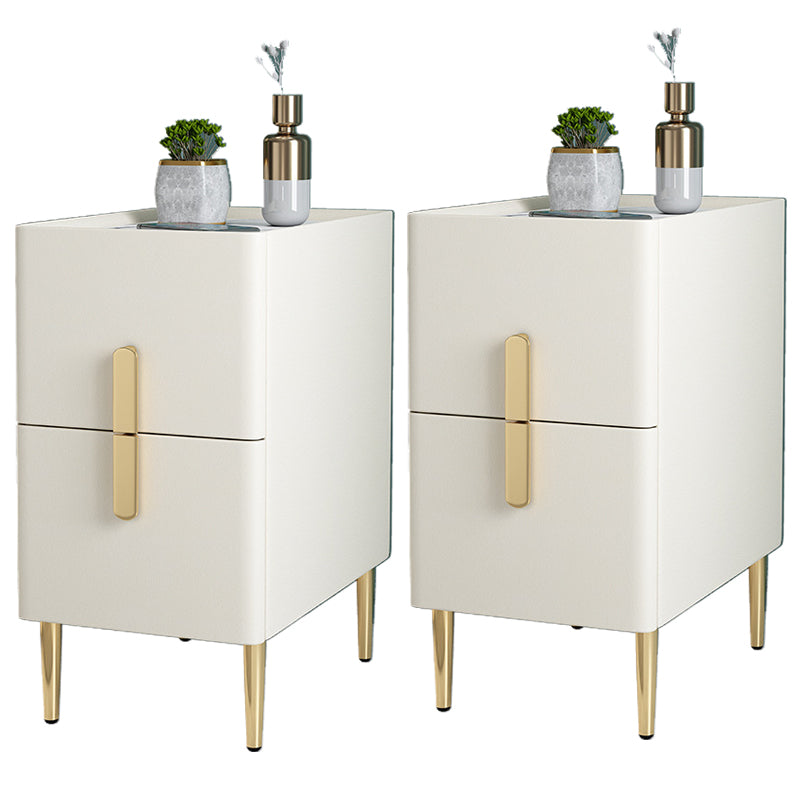 21.65" Tall Glam Bedside Cabinet Solid Wood Night Table with Drawers