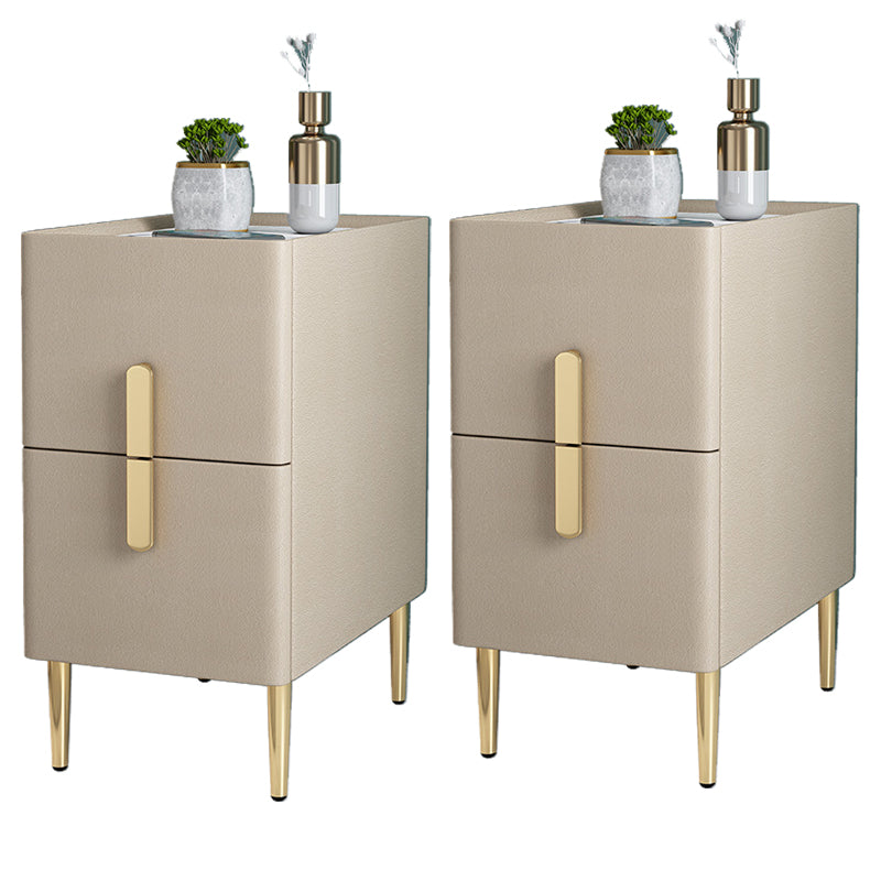 21.65" Tall Glam Bedside Cabinet Solid Wood Night Table with Drawers