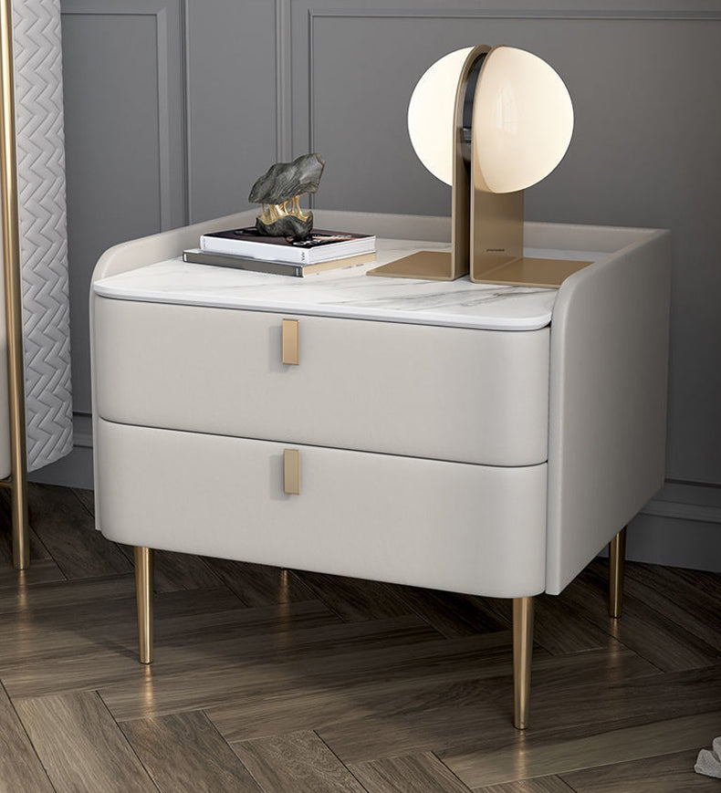 Les jambes de chevet de lit en pierre incluent la table de nuit avec 2 tiroirs
