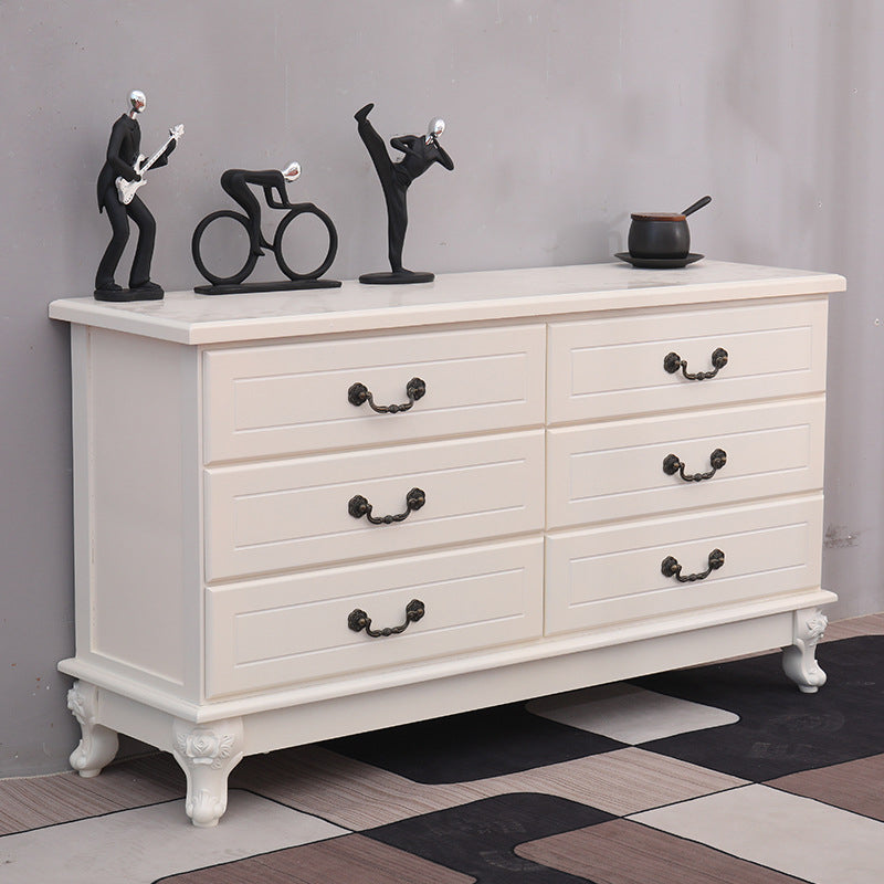 Contemporary Bedroom Storage Chest Solid Wood Soft-Close Drawers Dresser 45"L x 14"W x 25"H Ivory Clearhalo 'Bedroom Furniture' 'Dressers & Chests' 'dressers_chests' 'furn' 'furn_dressers_chests' 'Furniture' 5890726